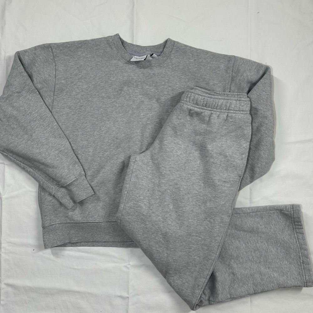 Aritzia Cozyfleece Sweat Fleece Matching Set Tracksuit Heather Grey